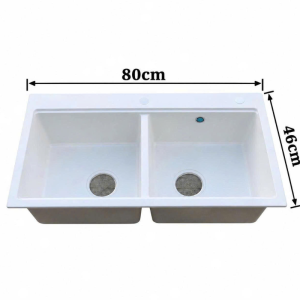 CHẬU RỬA CHÉN ĐÁ TRẮNG 2 HỘC TATA CRC6818